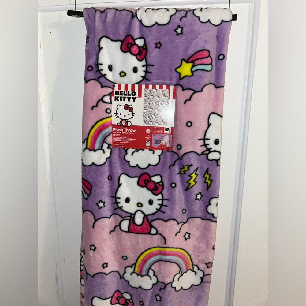 Hello Kitty Throw Blanket Purple Rainbows